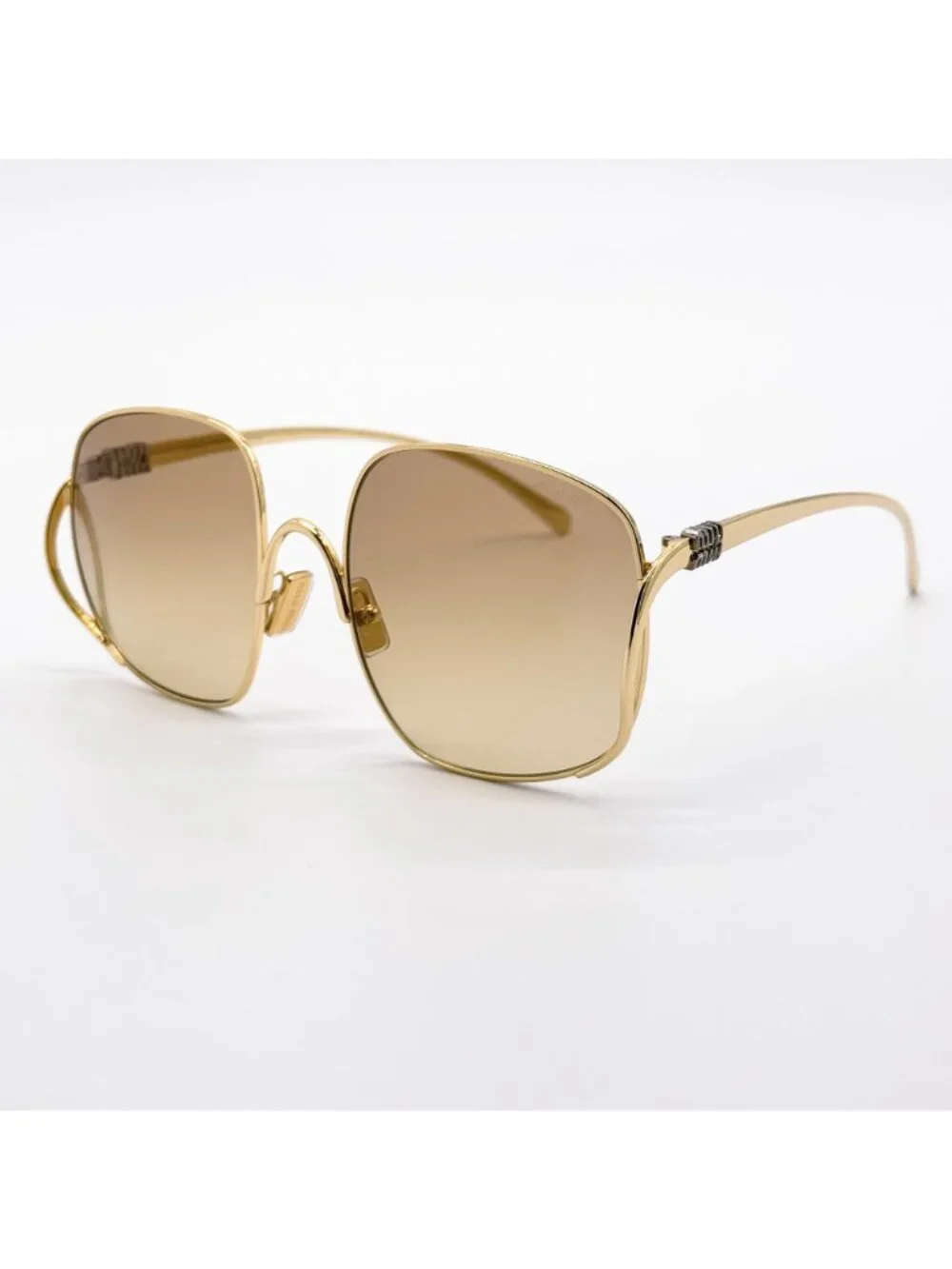 New Miu Miu MU A57S Gold Yellow Oversized Sunglasses MUA57S 5AK20S